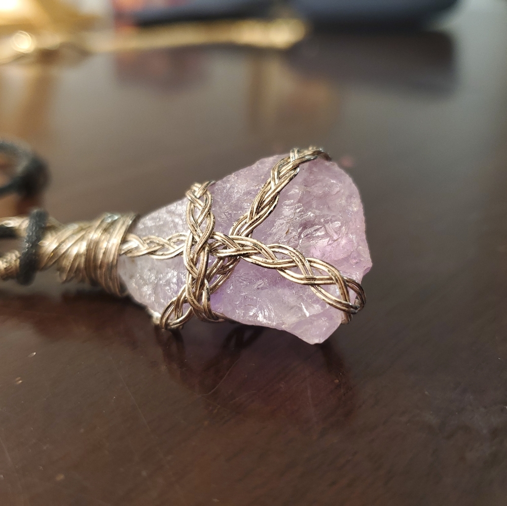 Hand Crafted Amethyst wire wrap pendant